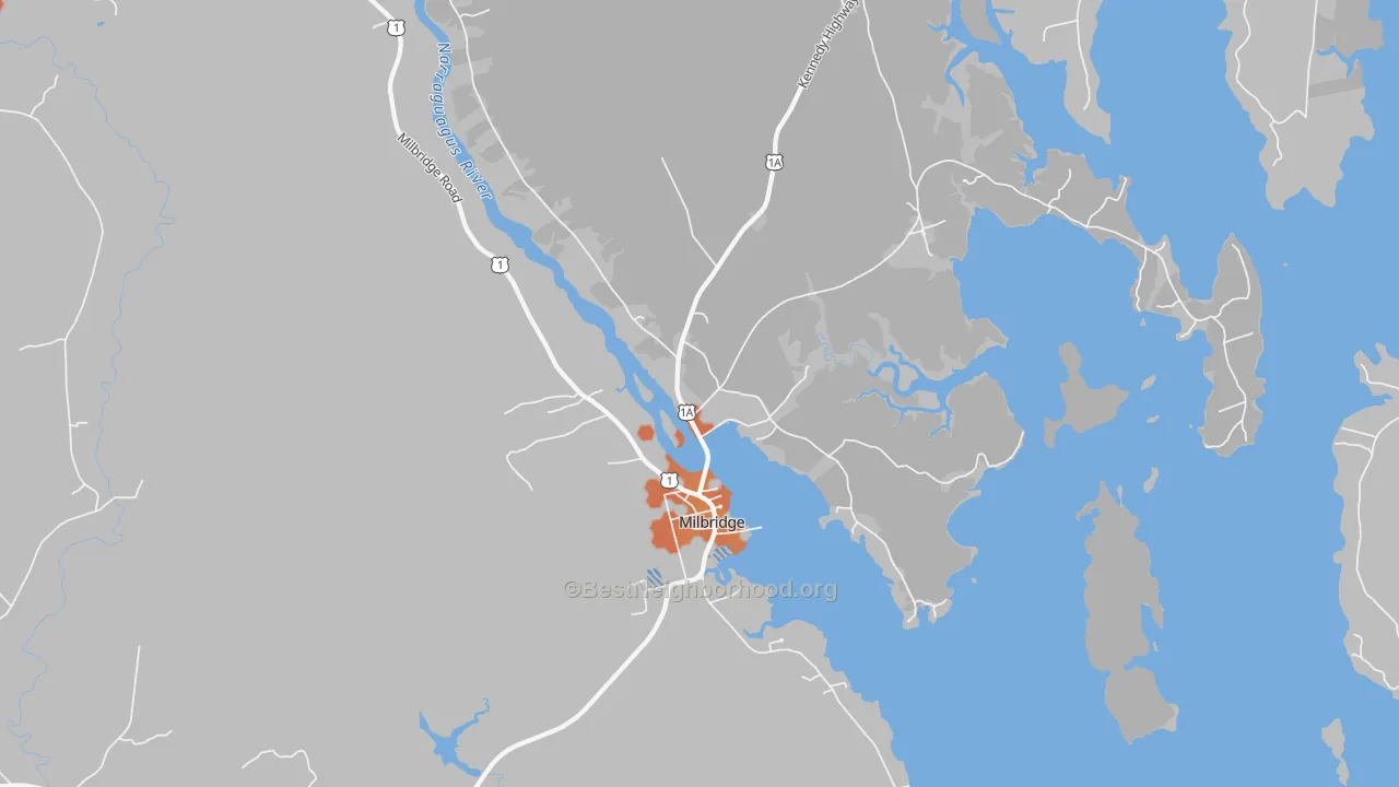 Bike Grade map of Milbridge, ME