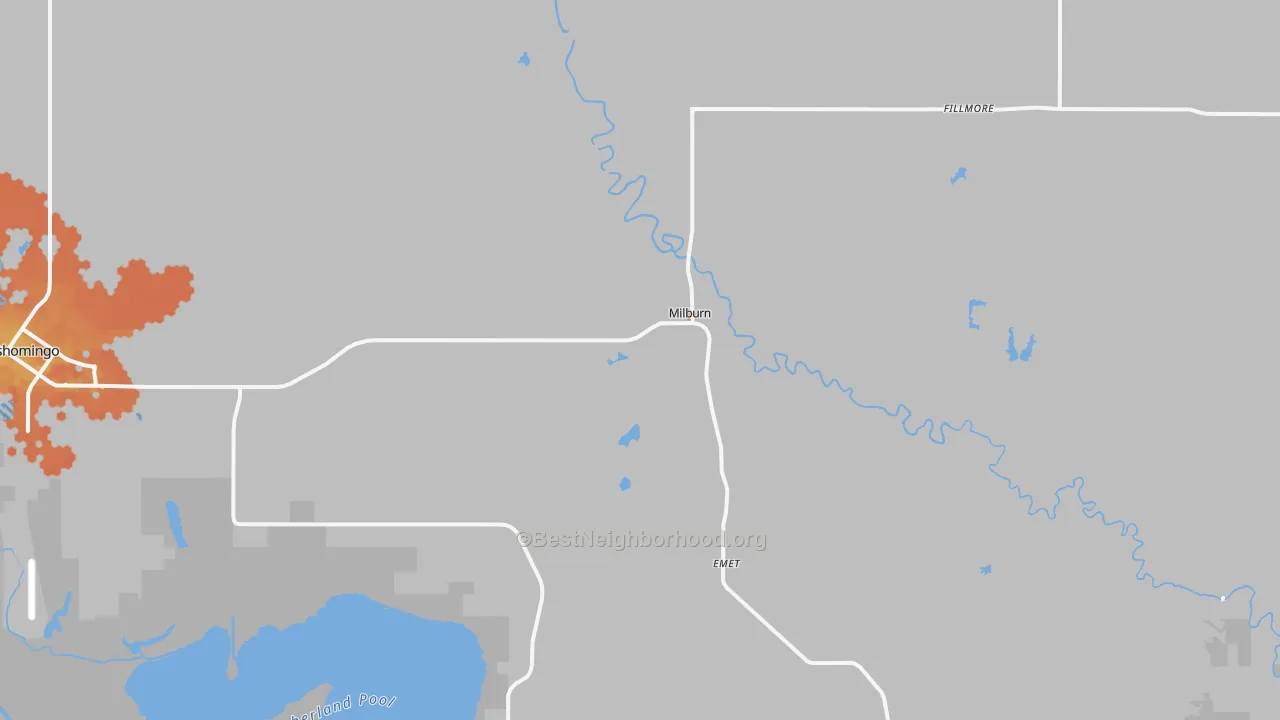 Bike Grade map of Milburn, OK