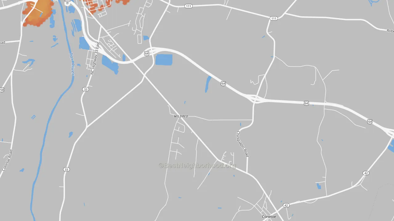 Bike Grade map of Mildred, NC