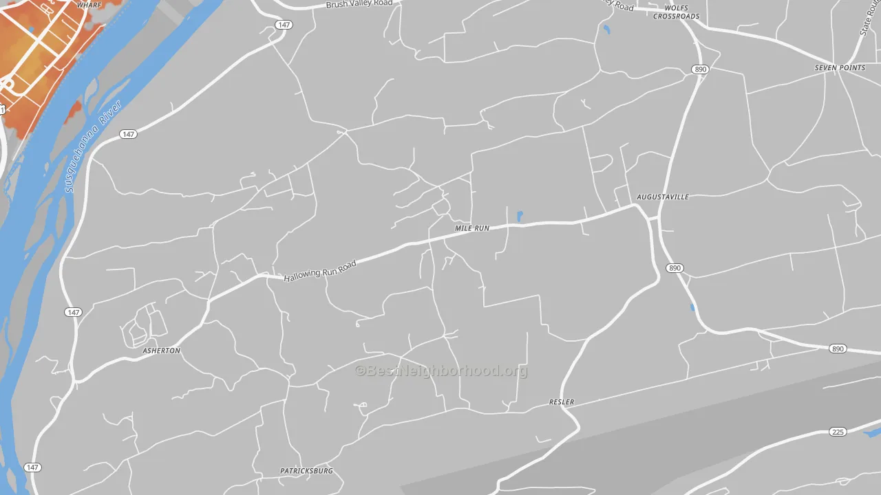 Bike Grade map of Mile Run, PA