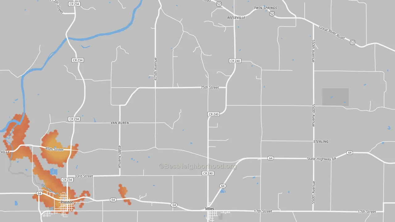Bike Grade map of Miles, IA