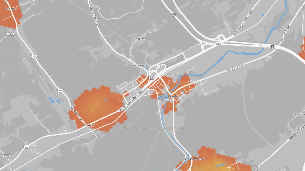 Bike Grade map of Milesburg, PA