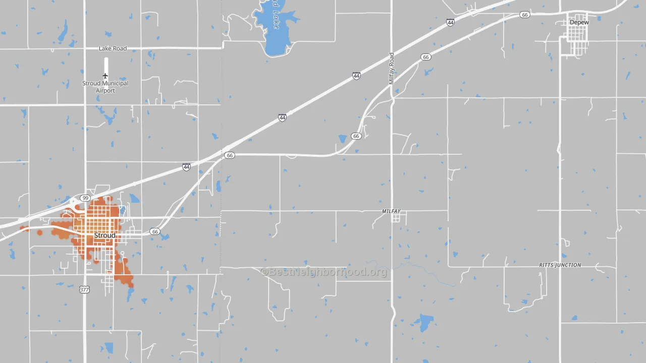Bike Grade map of Milfay, OK