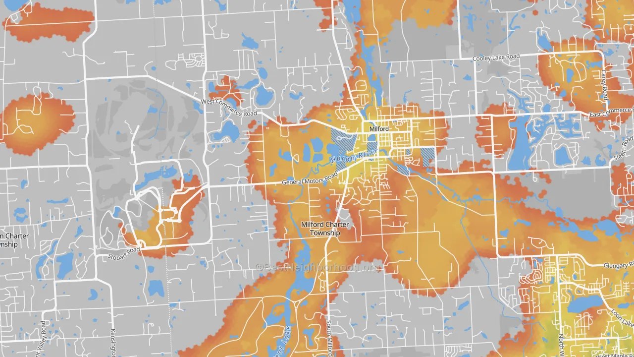 Bike Grade map of Milford, MI