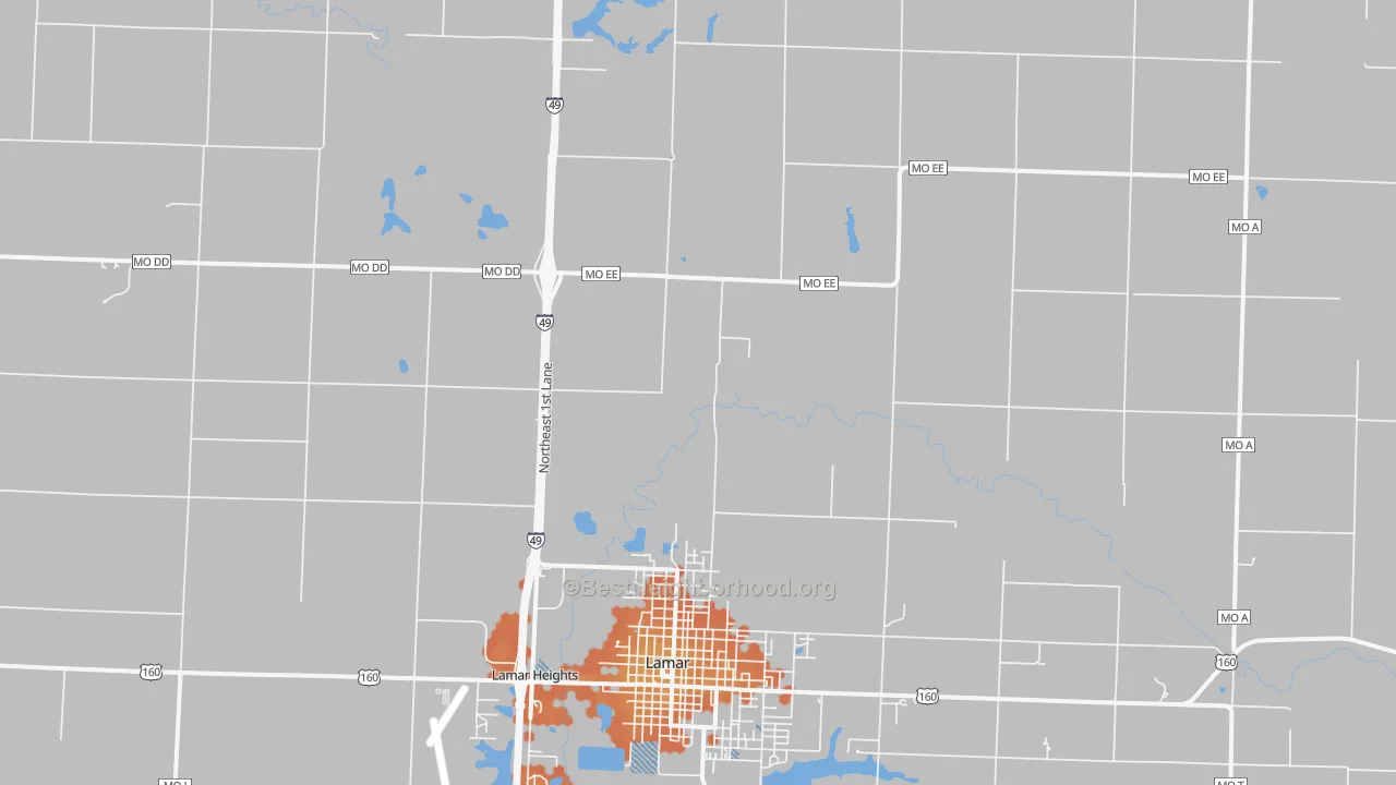 Bike Grade map of Milford, MO
