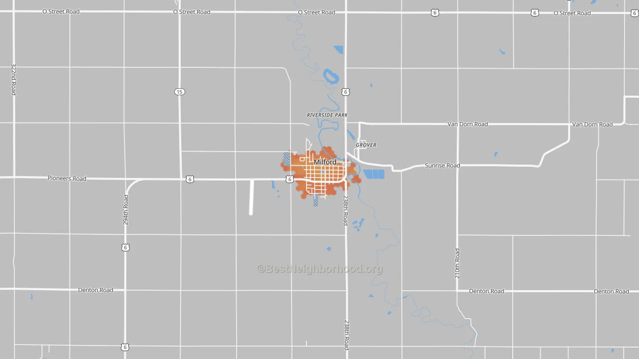 Bike Grade map of Milford, NE
