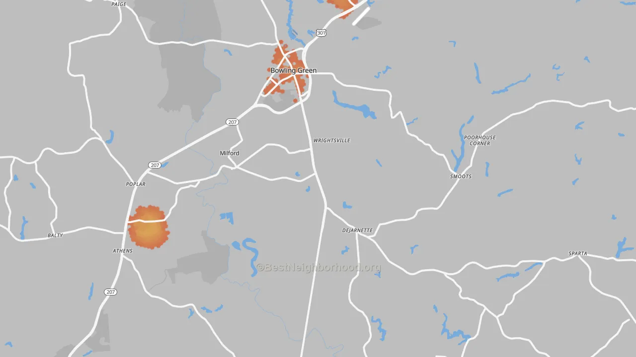 Bike Grade map of Milford, VA