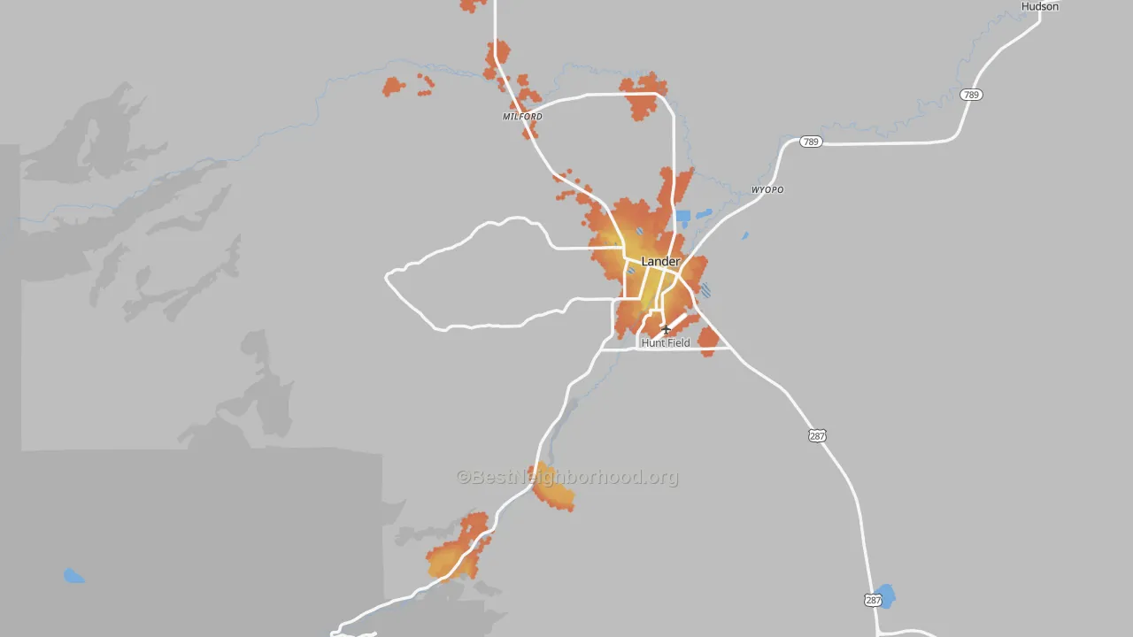 Bike Grade map of Milford, WY