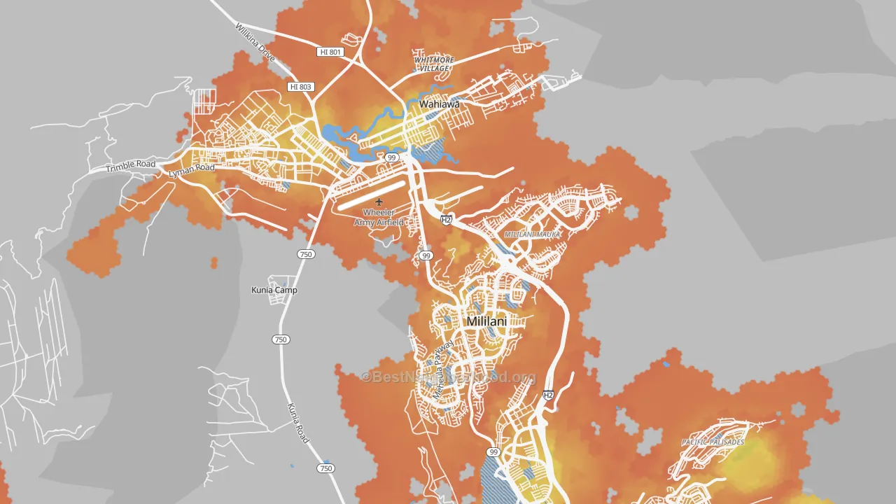 Bike Grade map of Mililani, HI