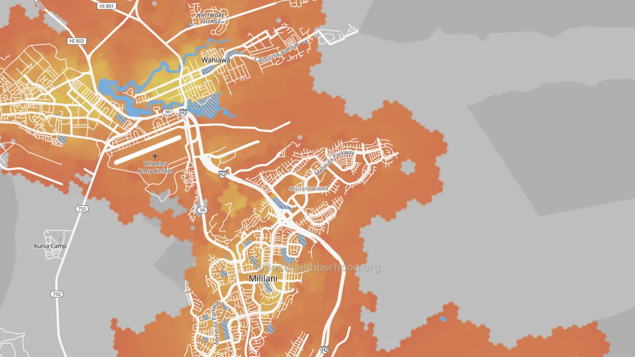 Bike Grade map of Mililani Mauka-Launani Valley, Mililani, HI