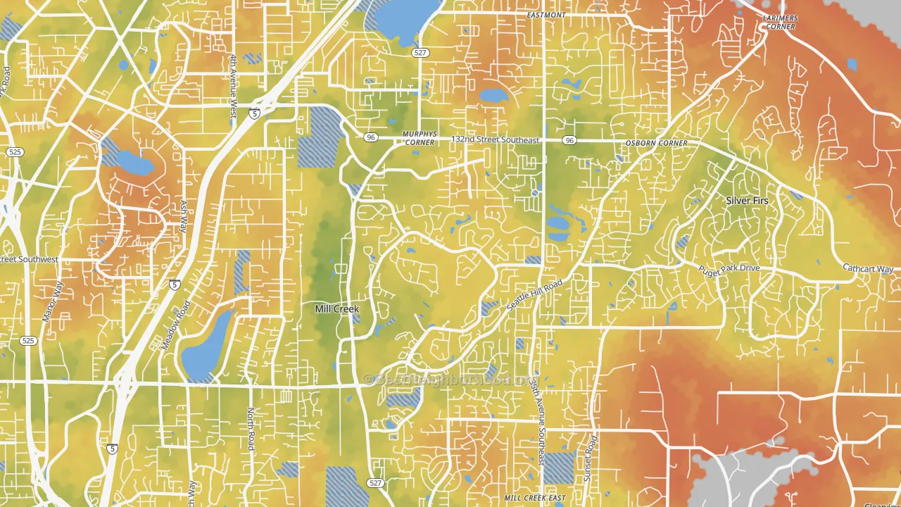Bike Grade map of Mill Creek, WA