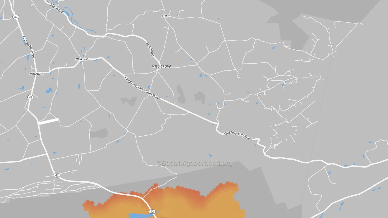 Bike Grade map of Mill Grove, PA