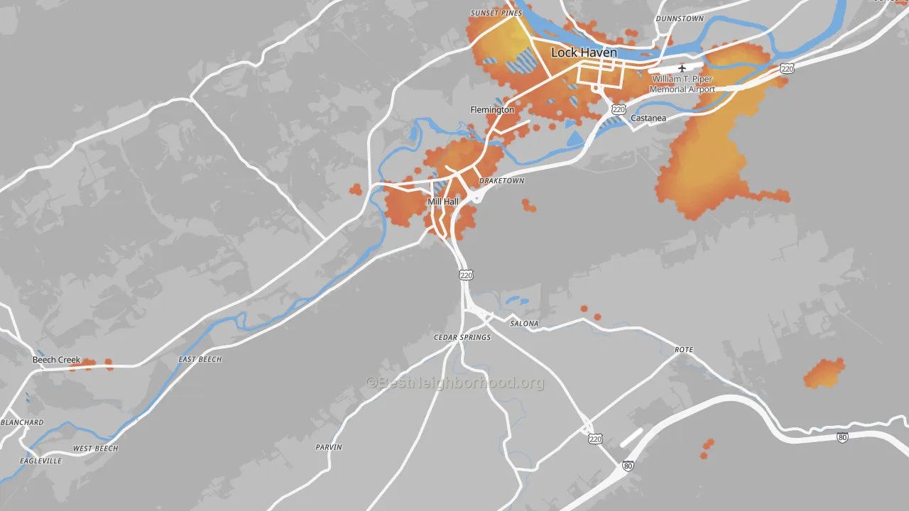 Bike Grade map of Mill Hall, PA