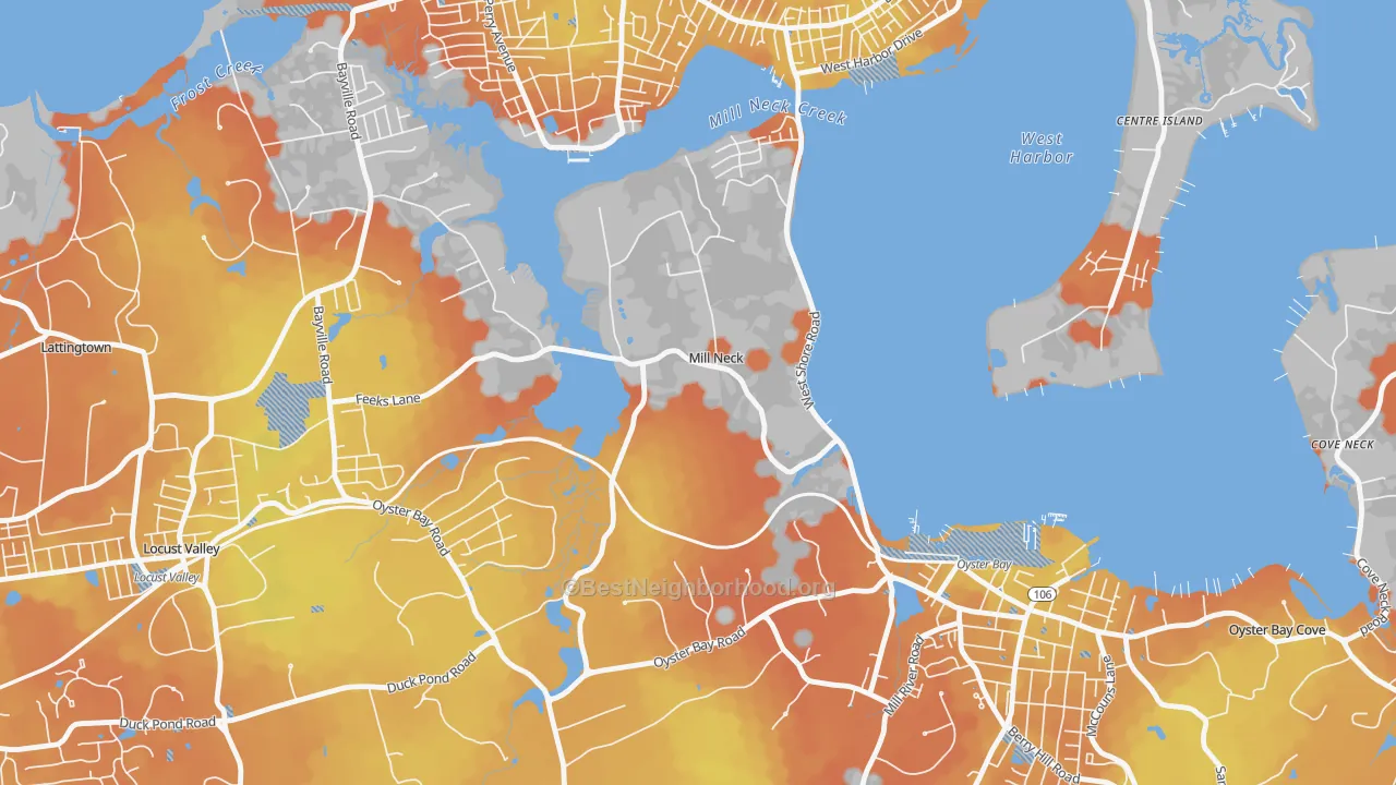Bike Grade map of Mill Neck, NY