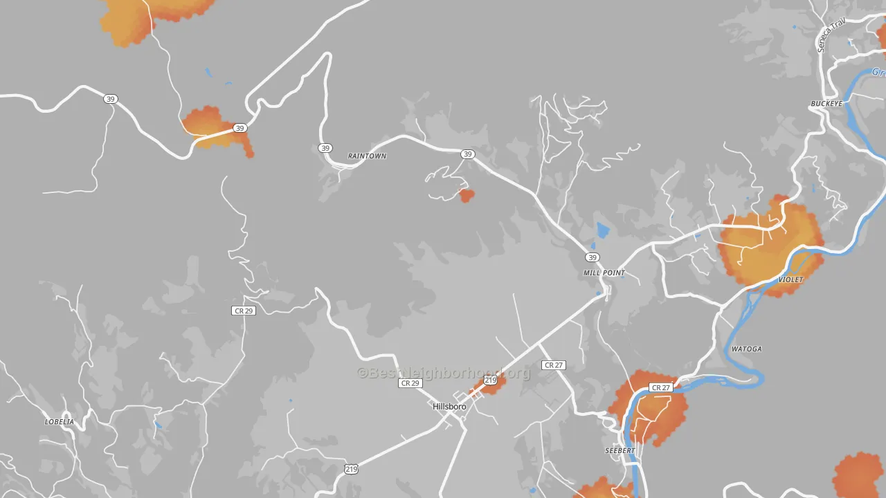 Bike Grade map of Mill Point, WV