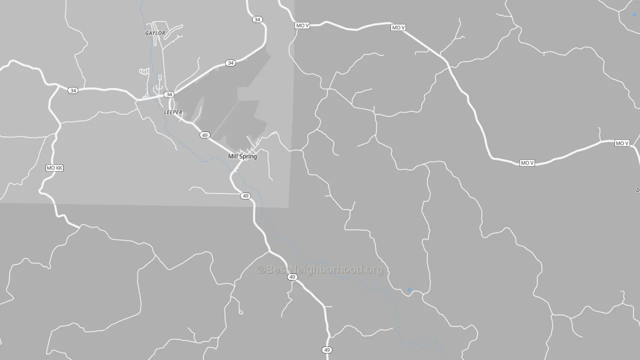 Bike Grade map of Mill Spring, MO