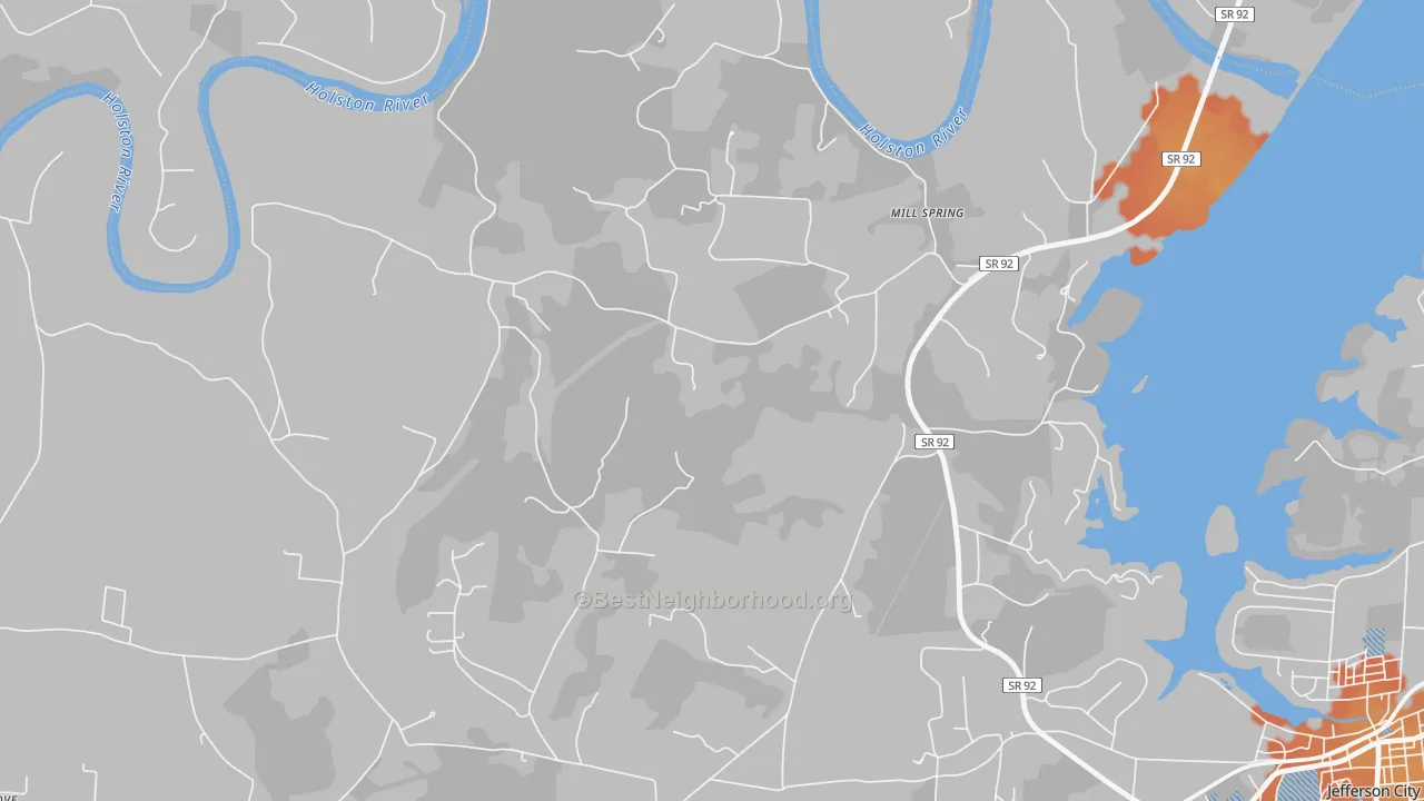 Bike Grade map of Mill Spring, TN