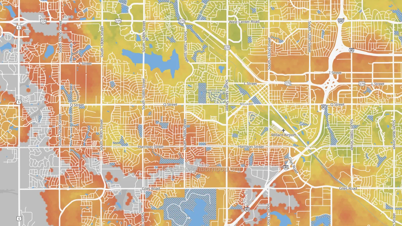 Bike Grade map of Millard, Omaha, NE