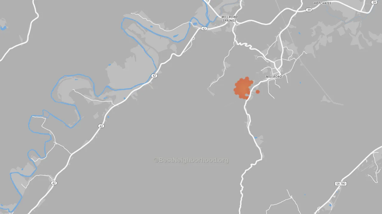 Bike Grade map of Millboro Springs, VA