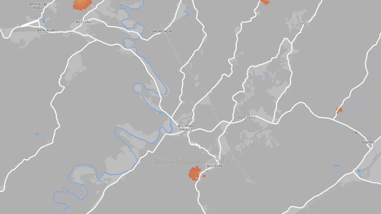 Bike Grade map of Millboro, VA