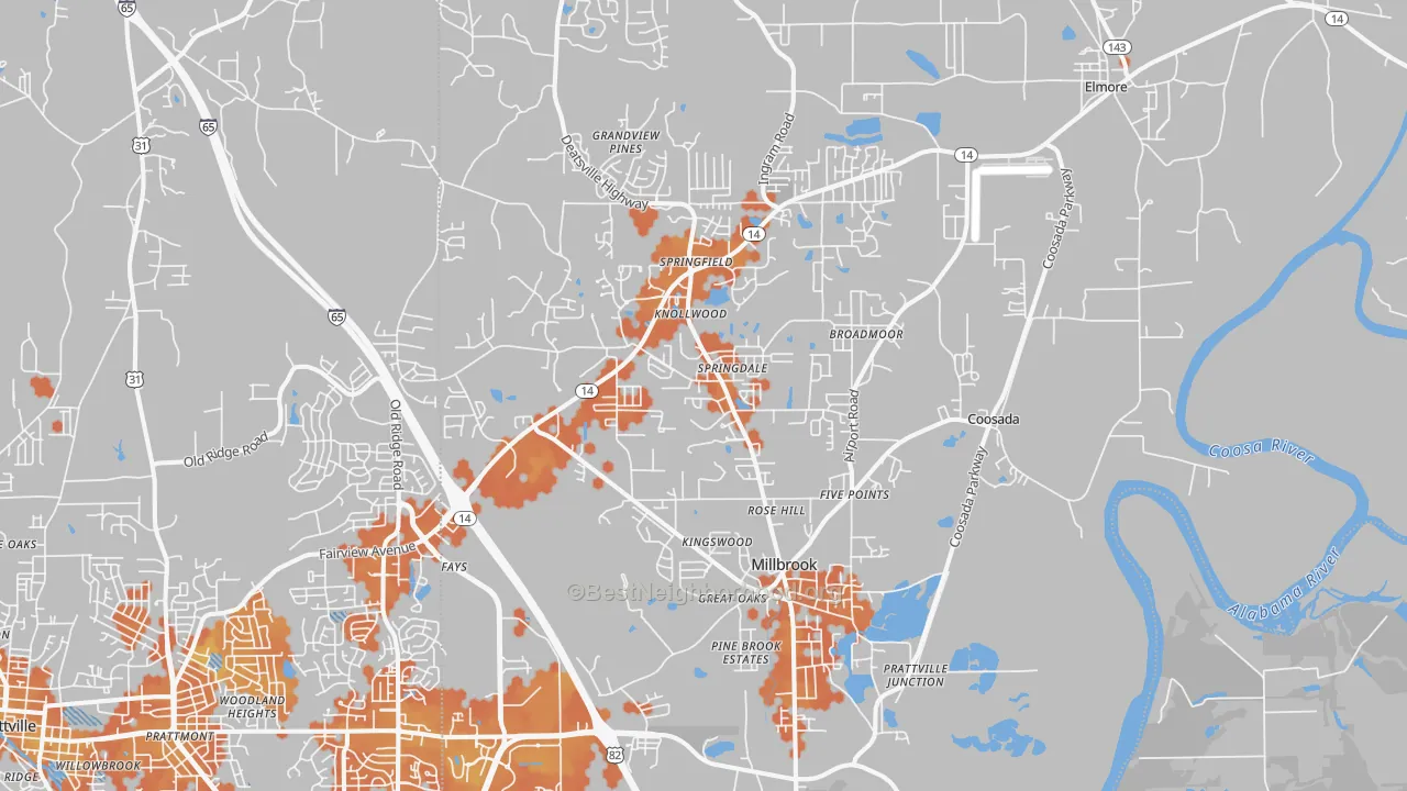 Bike Grade map of Millbrook, AL