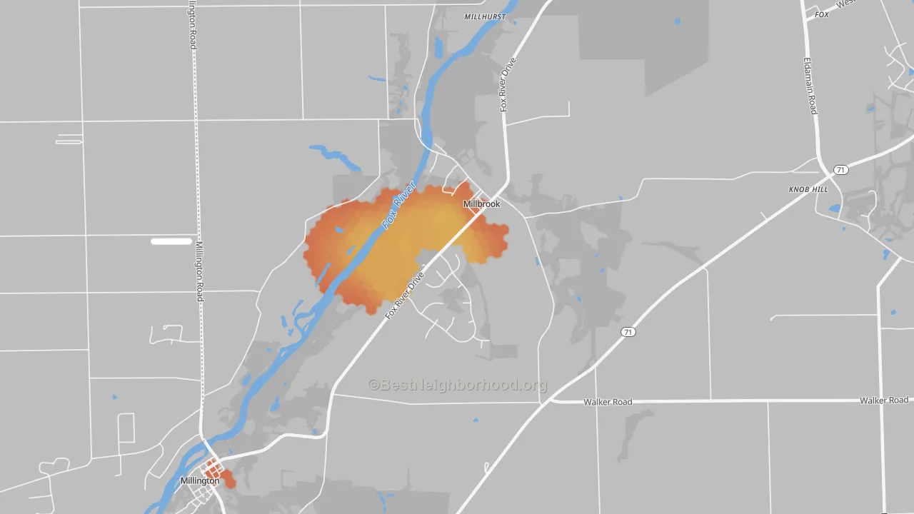 Bike Grade map of Millbrook, IL