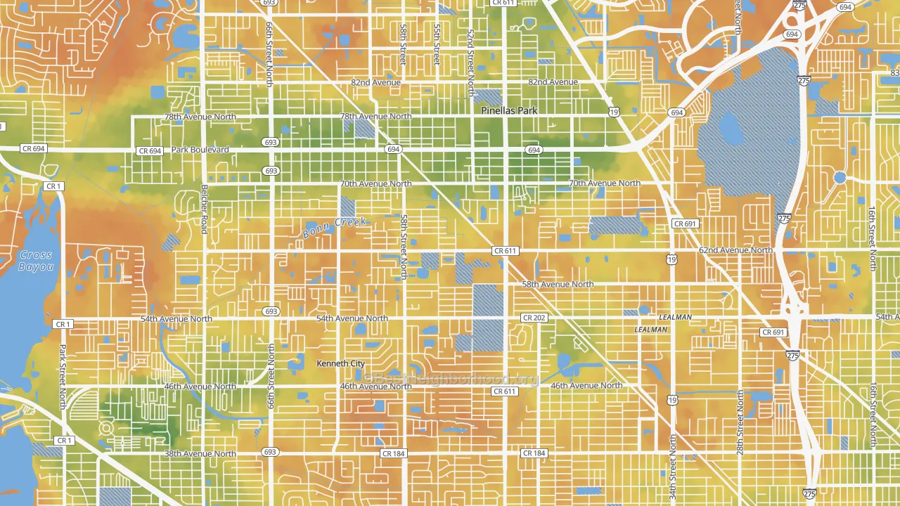Bike Grade map of Millbrooke Ranch, Pinellas Park, FL