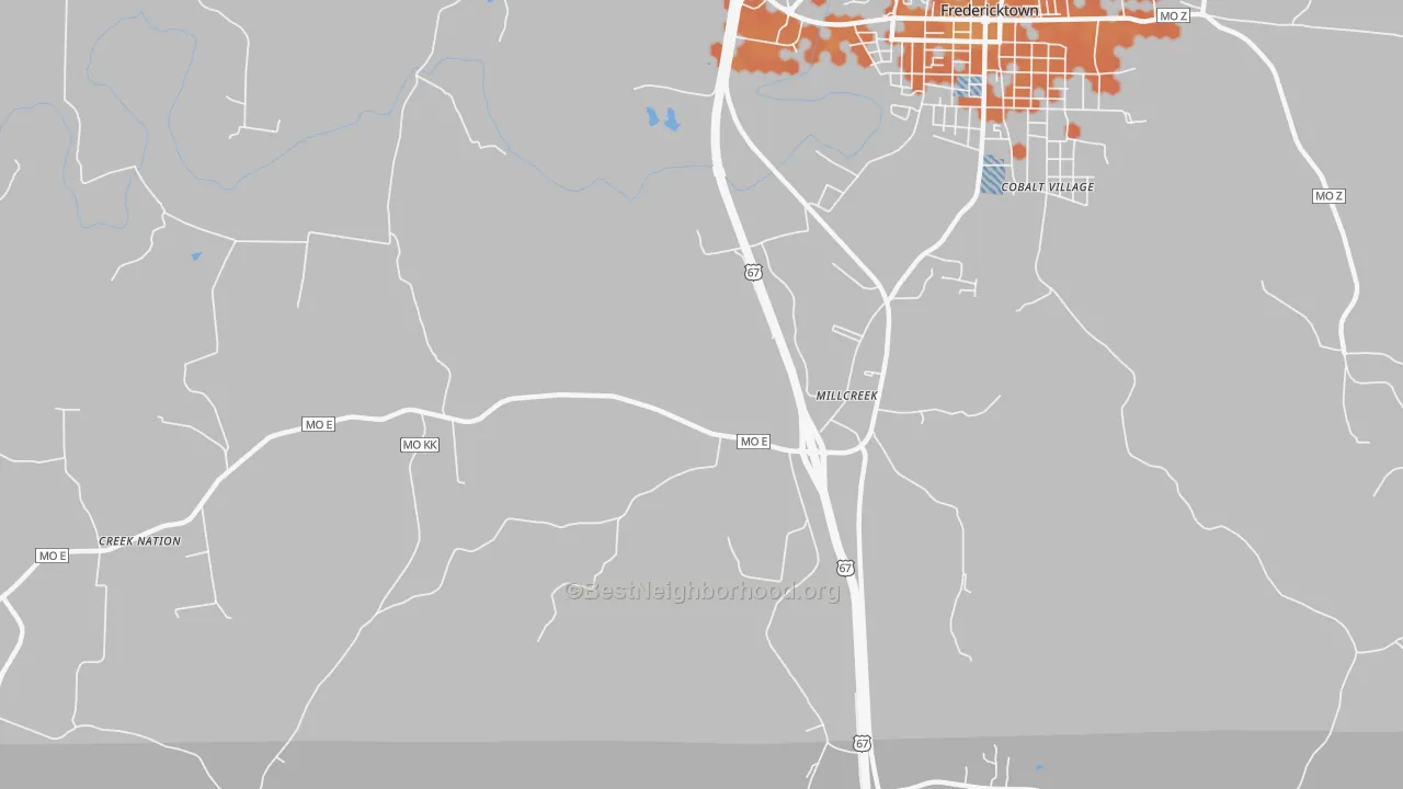 Bike Grade map of Millcreek, MO