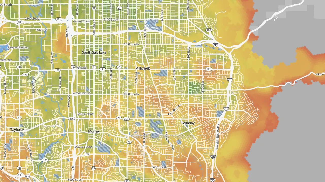 Bike Grade map of Millcreek, Salt Lake City, UT