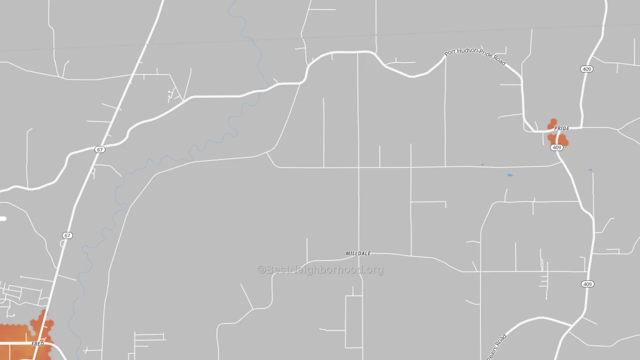 Bike Grade map of Milldale, LA