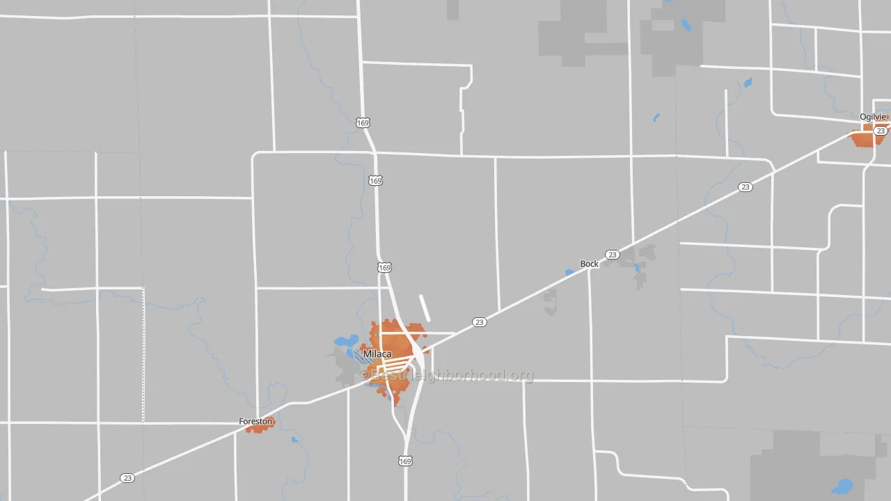 Bike Grade map of Mille Lacs County, MN