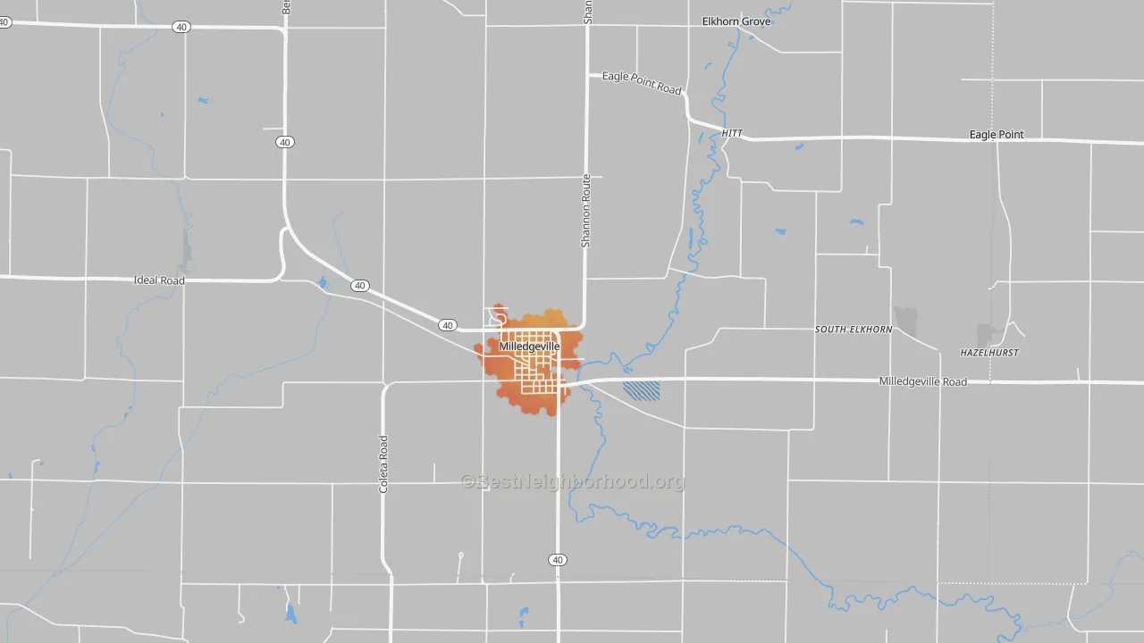 Bike Grade map of Milledgeville, IL