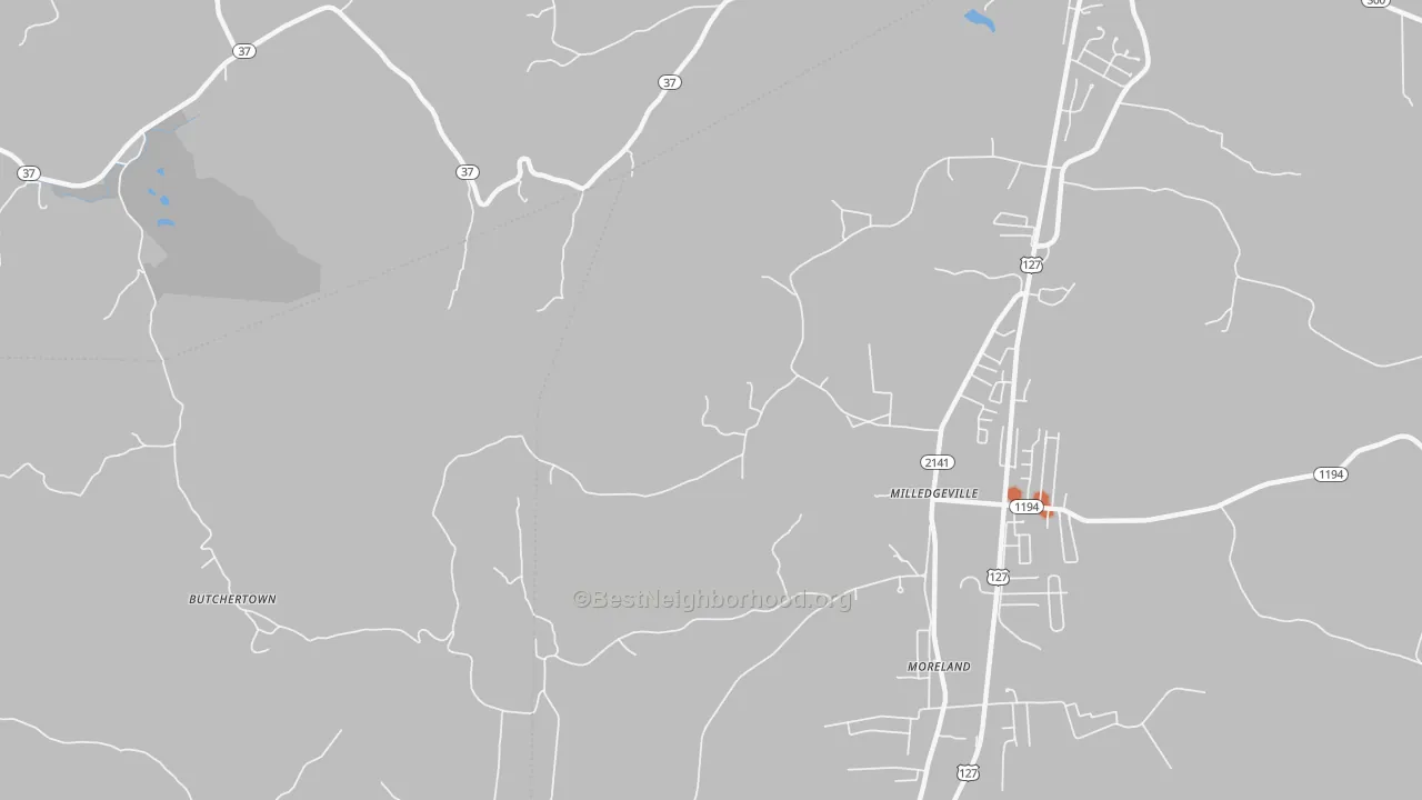 Bike Grade map of Milledgeville, KY