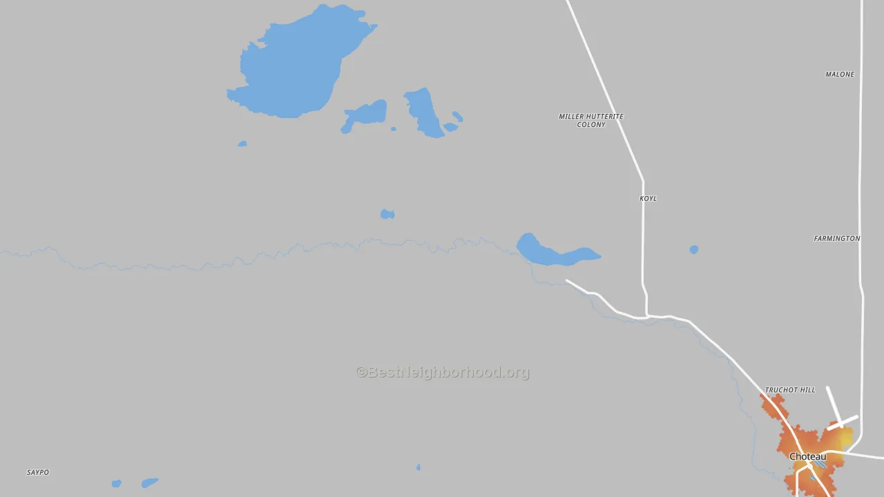 Bike Grade map of Miller Colony, MT