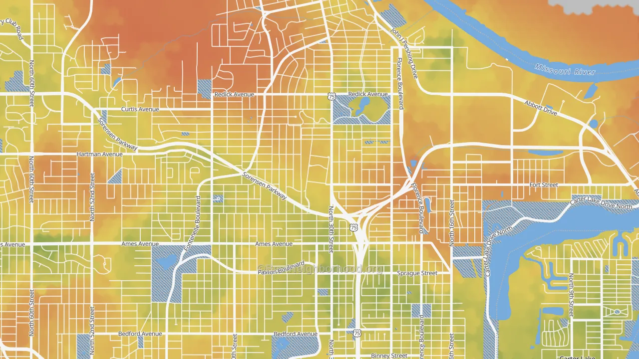 Bike Grade map of Miller Park Minne Lusa Area, Omaha, NE
