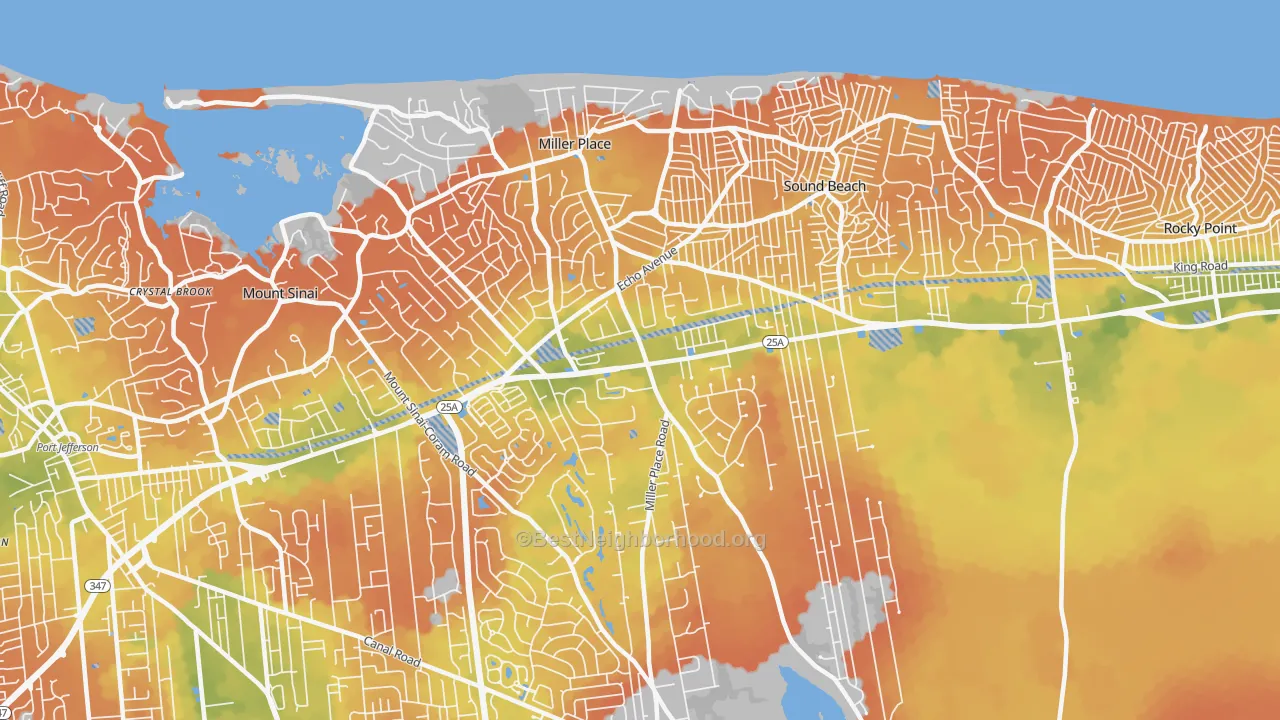 Bike Grade map of Miller Place, NY