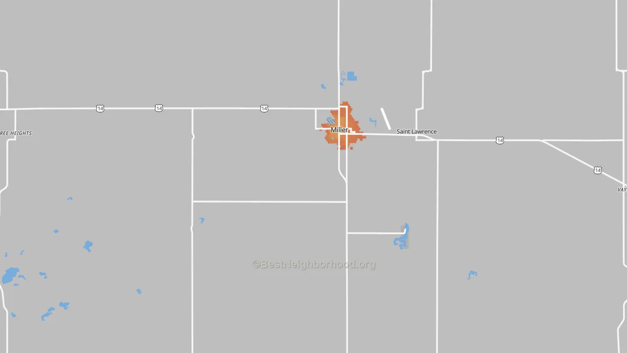 Bike Grade map of Miller, SD