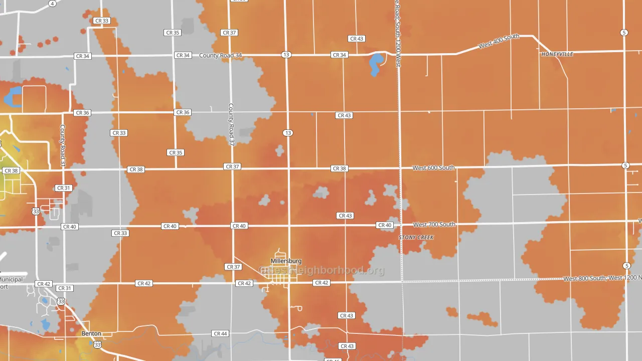 Bike Grade map of Millersburg, IN