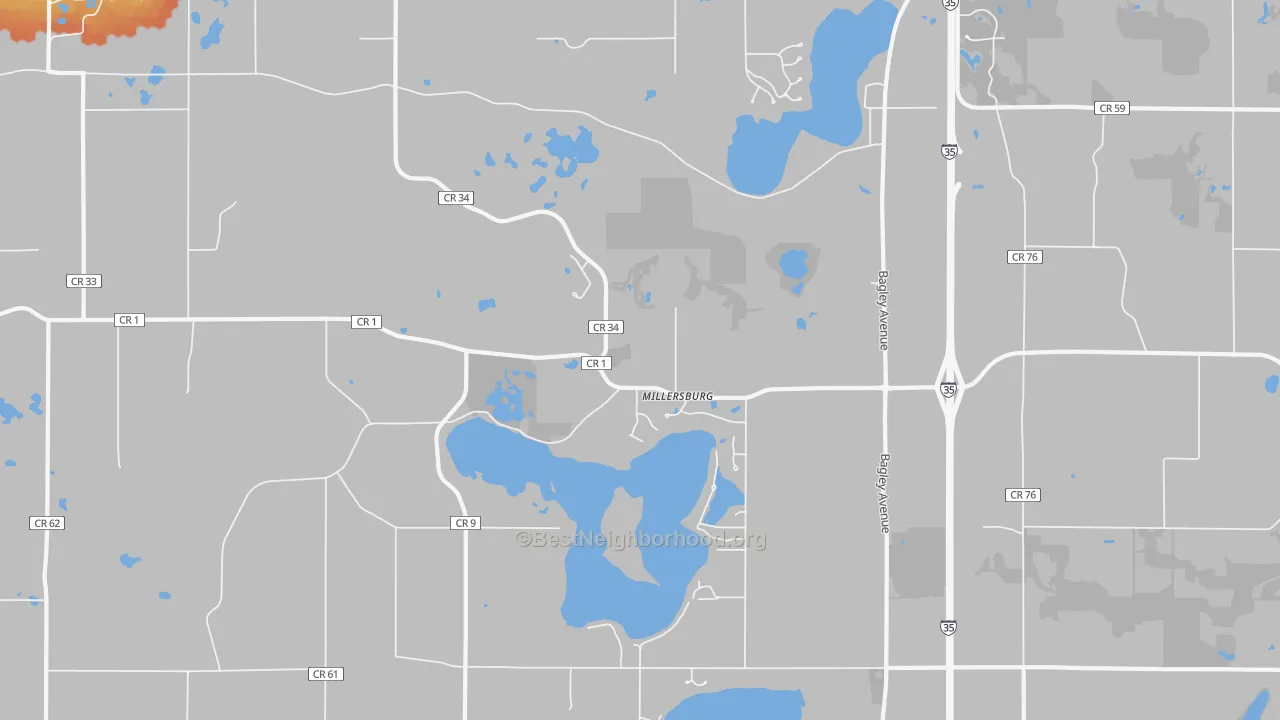 Bike Grade map of Millersburg, MN