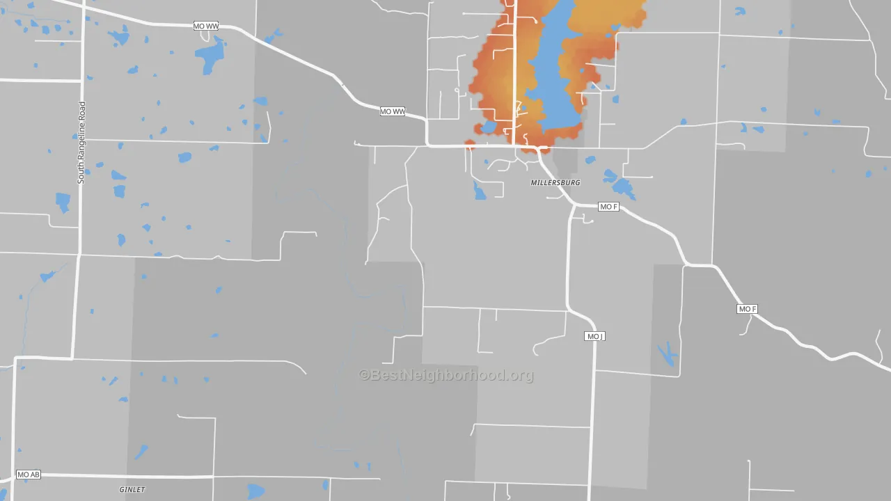 Bike Grade map of Millersburg, MO