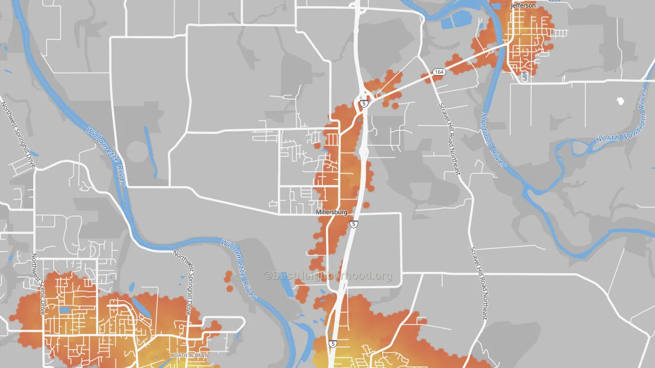 Bike Grade map of Millersburg, OR