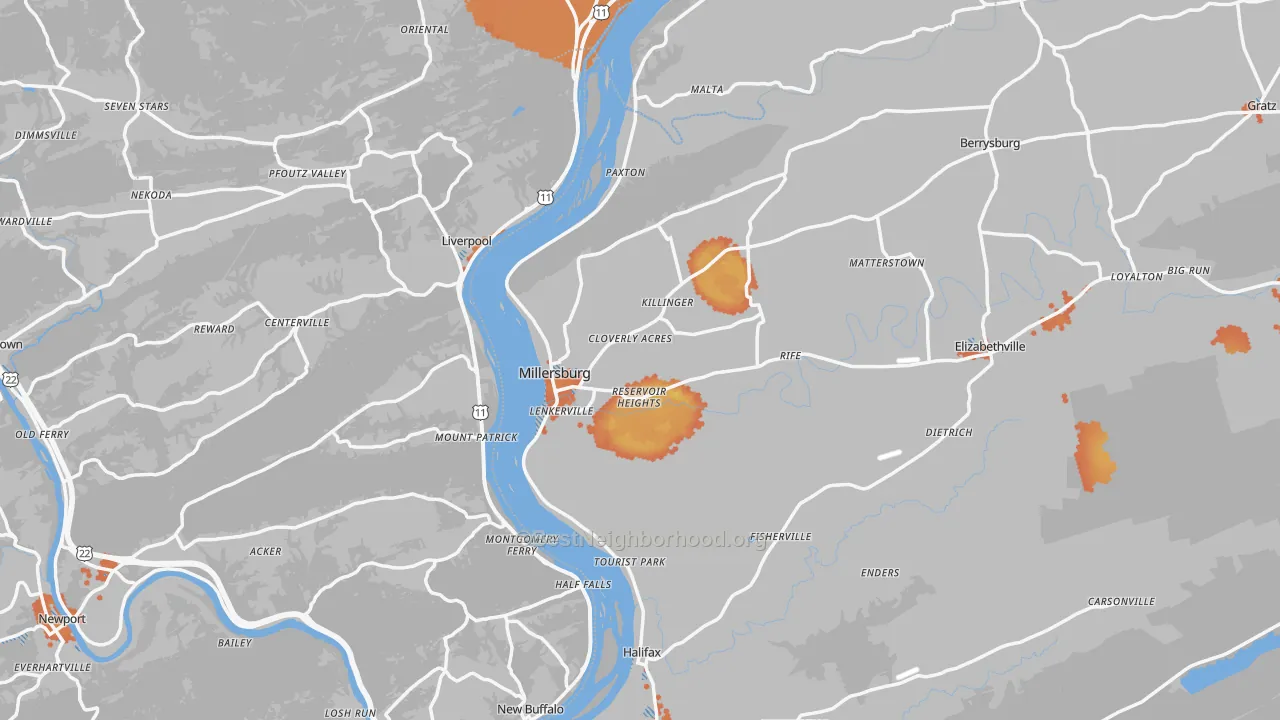 Bike Grade map of Millersburg, PA