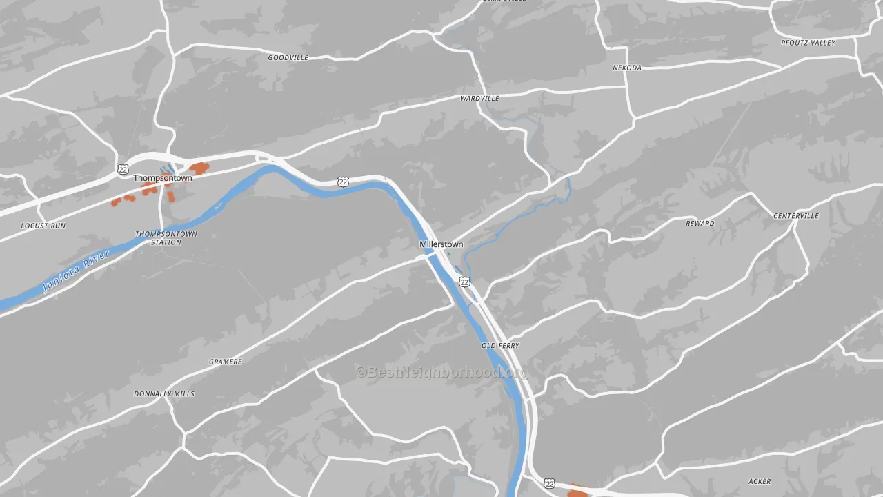 Bike Grade map of Millerstown, PA