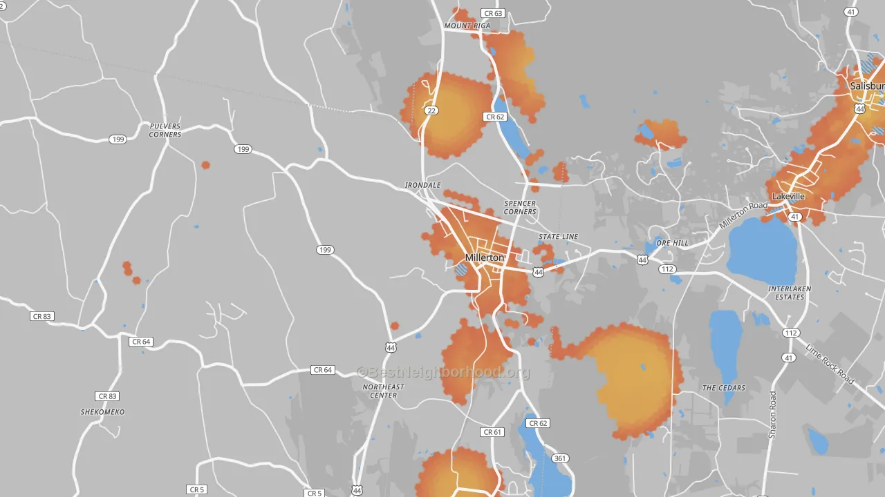 Bike Grade map of Millerton, NY