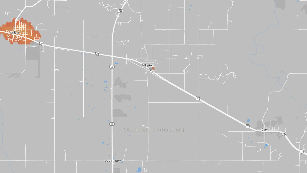 Bike Grade map of Millerton, OK