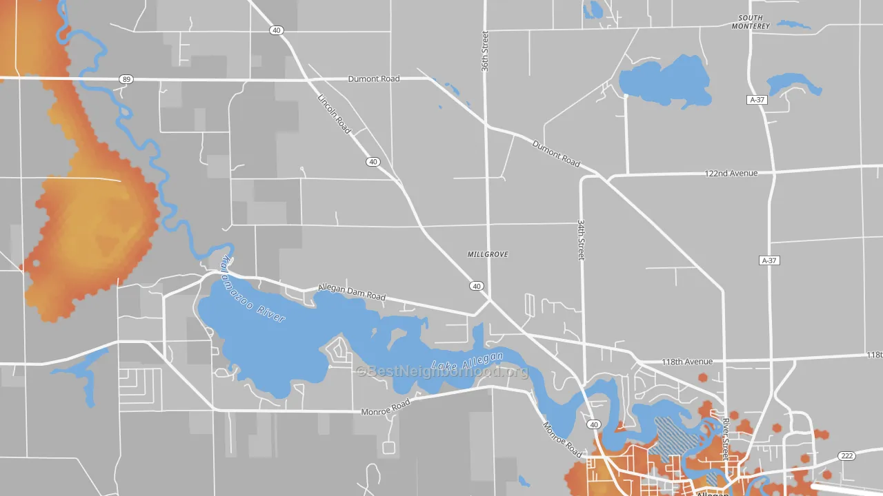 Bike Grade map of Millgrove, MI