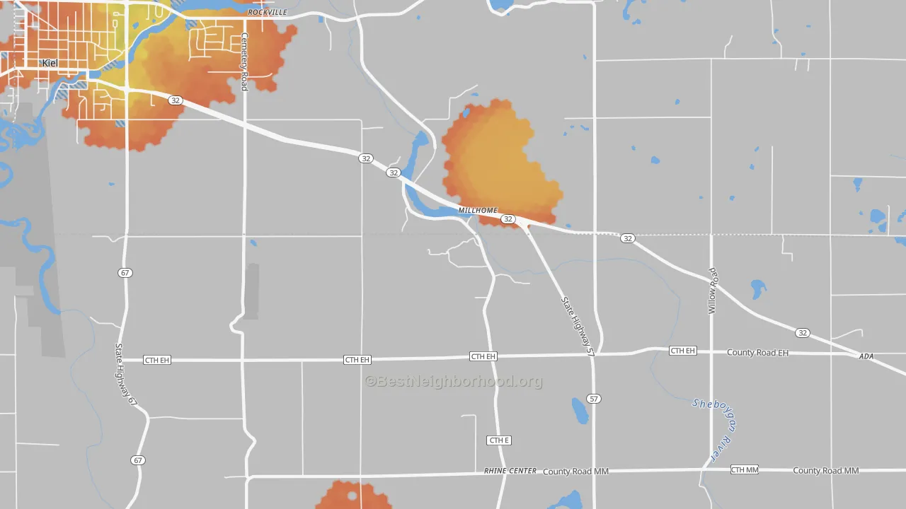 Bike Grade map of Millhome, WI