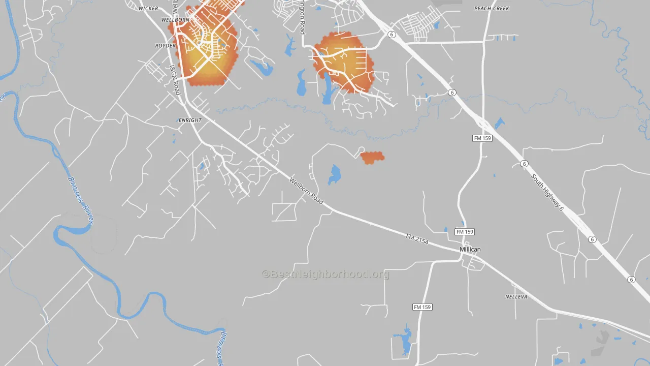 Bike Grade map of Millican, TX