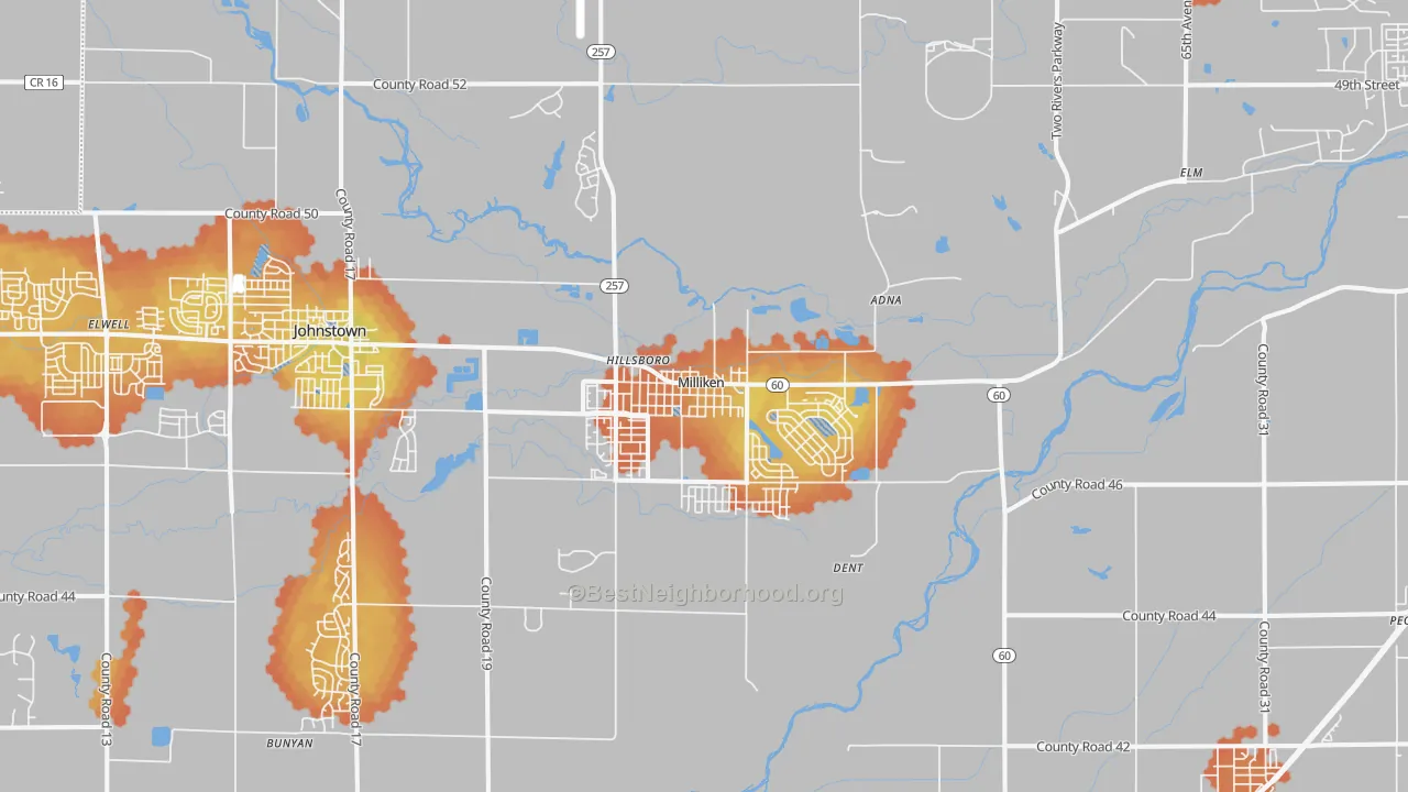 Bike Grade map of Milliken, CO