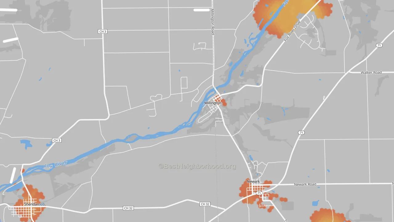 Bike Grade map of Millington, IL
